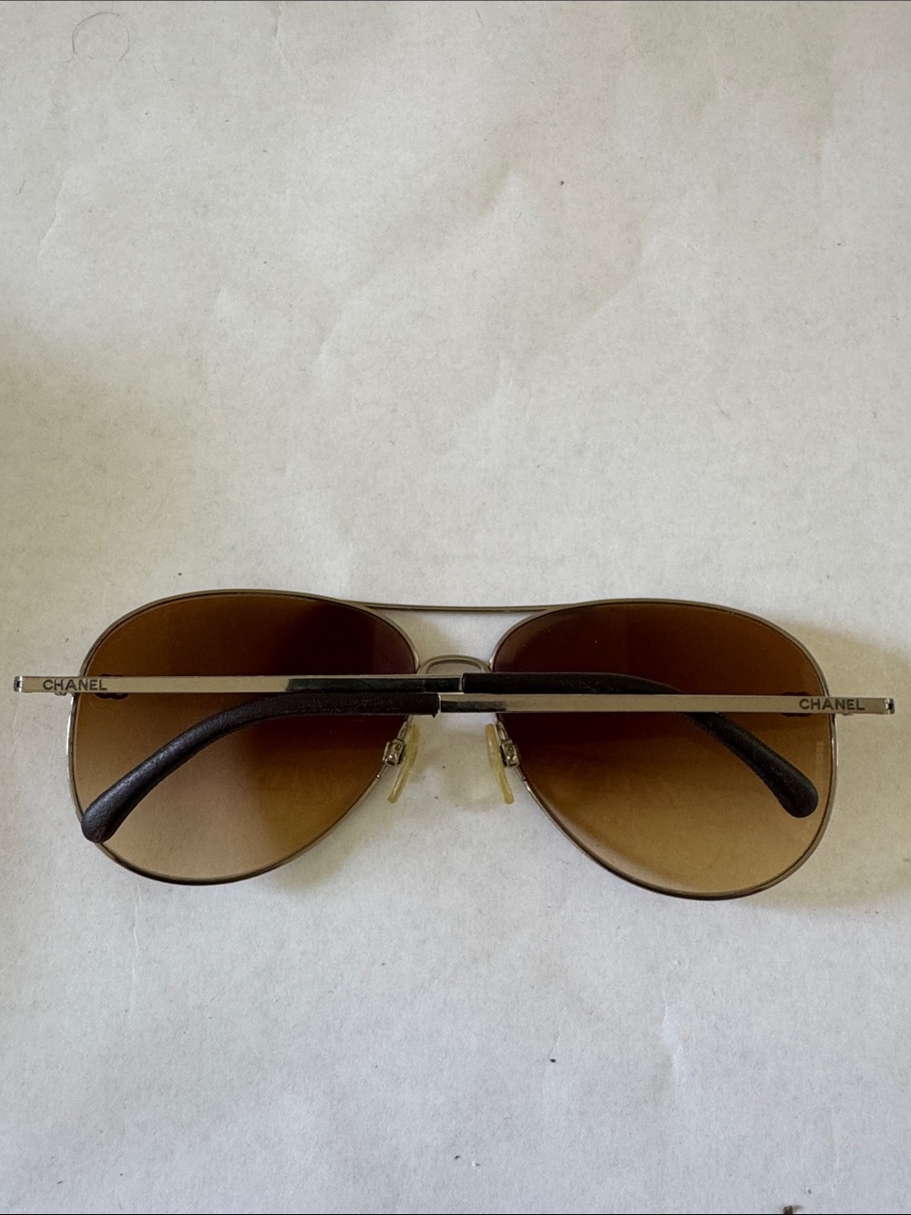 Chanel aviator sunglasses with light brown lens and hard case. - Picture 4 of 5